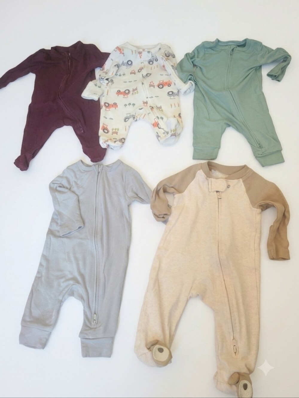 Bundle of 5 Long-sleeve Onesies (0-3 Months), NWOT
